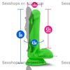 Dildo 6' verde con base de sopapa y testiculos